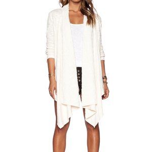 Free People In The Loop RAW CUT Asymmetric Cardigan Sweater in Cream L NEW